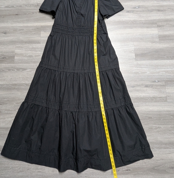 Quince 100% Organic Cotton Poplin Tiered Maxi Dress Black Size L - Picture 9 of 11